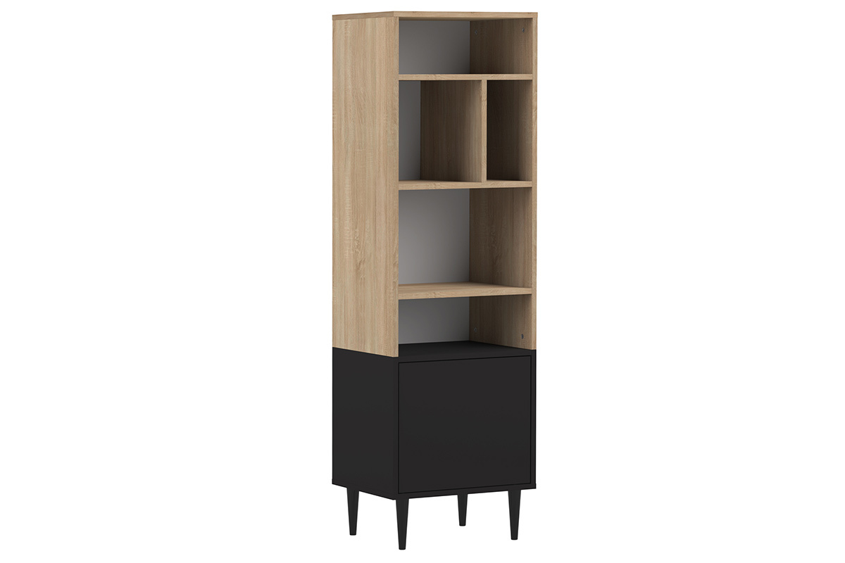 Biblioteca nrdica 6 nichos madera y negro STRIPE