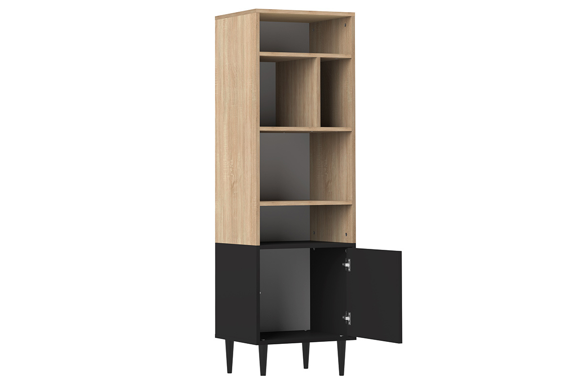 Biblioteca nrdica 6 nichos madera y negro STRIPE