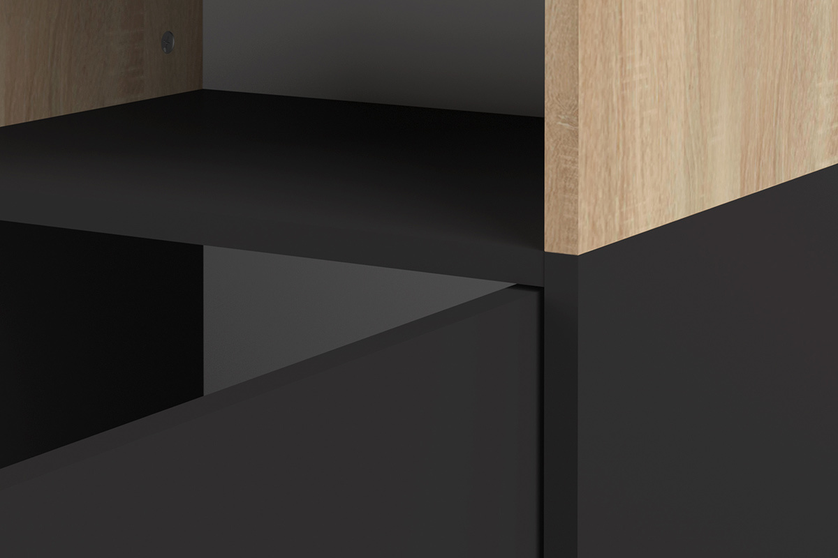 Biblioteca nrdica 6 nichos madera y negro STRIPE