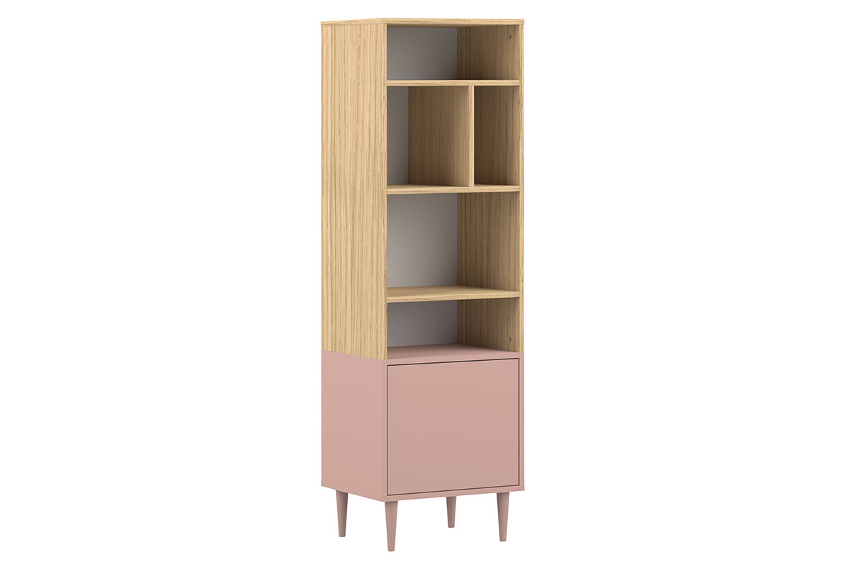 Biblioteca nrdica 6 nichos madera y rosa STRIPE