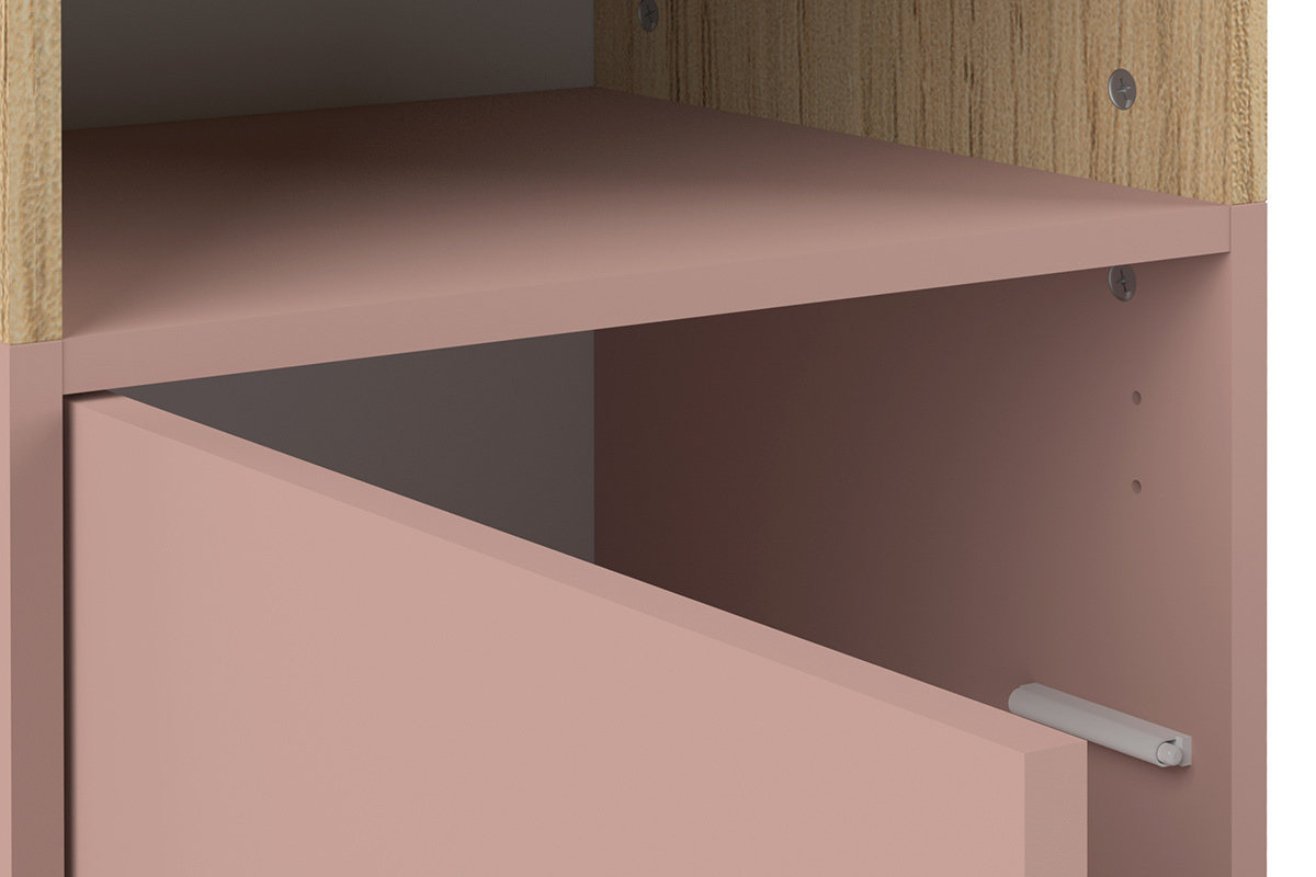 Biblioteca nrdica 6 nichos madera y rosa STRIPE
