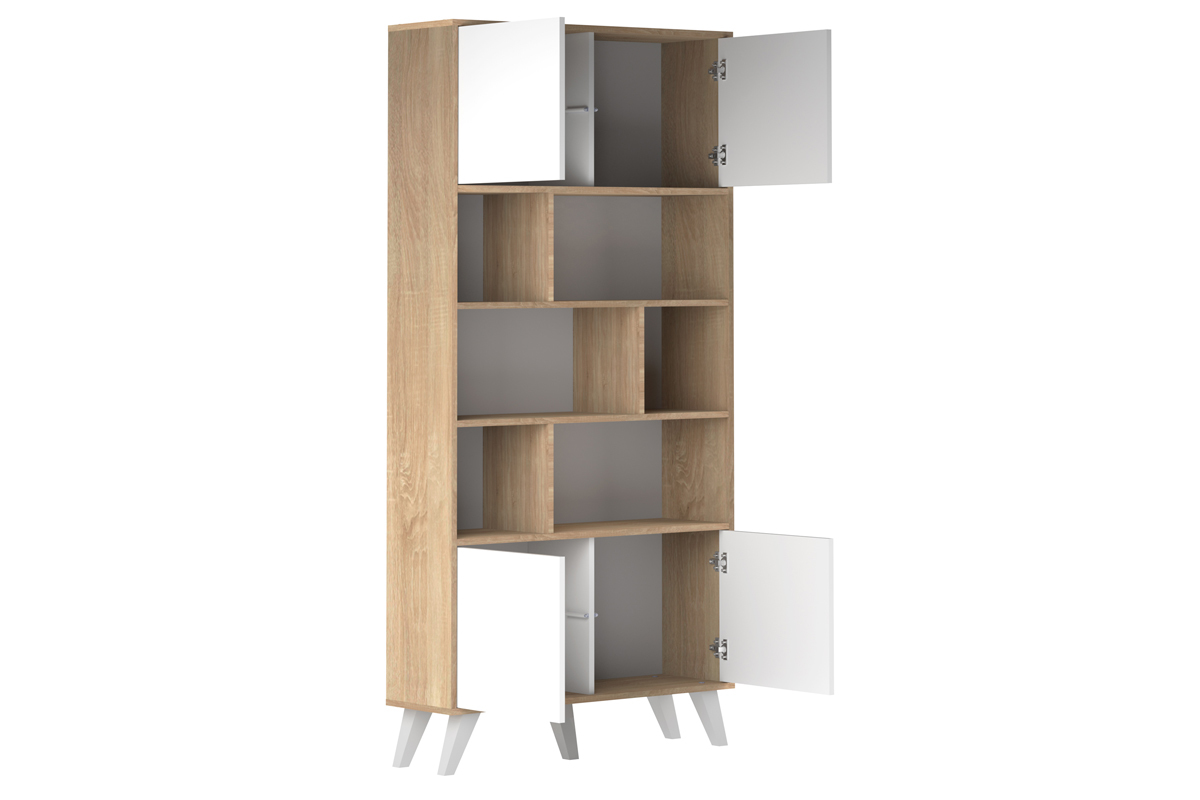 Biblioteca nrdica madera y blanca ORIGAMI