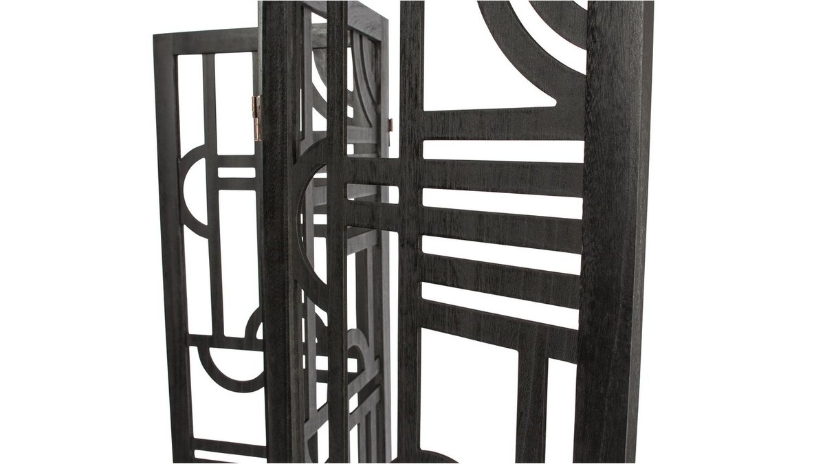 Biombo en madera negro con motivos geomtricos A170 cm KEOPS