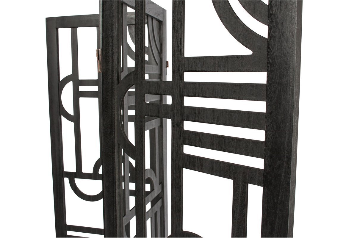 Biombo en madera negro con motivos geomtricos A170 cm KEOPS