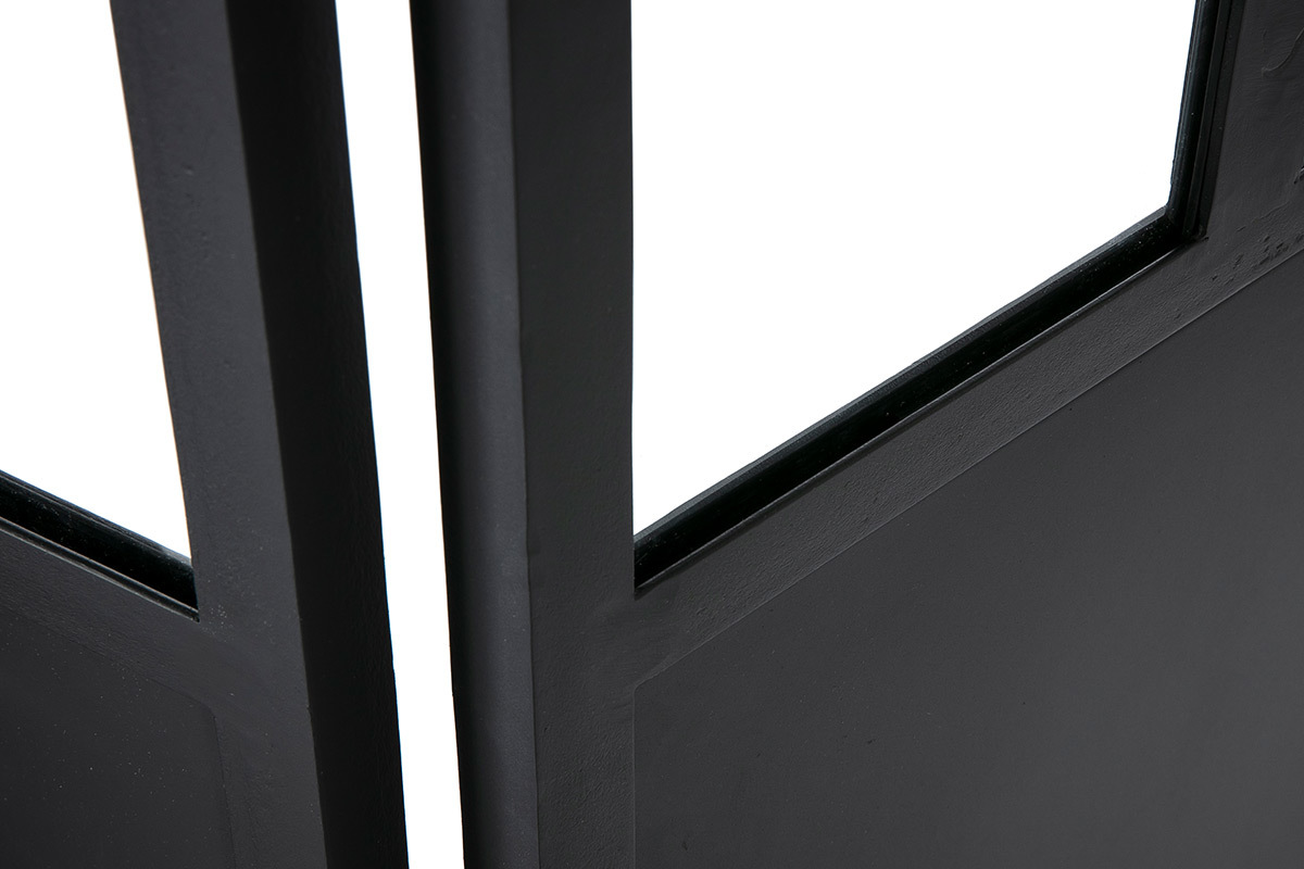 Biombo en metal negro y cristal 3 paneles RACK