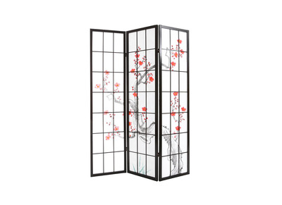 Biombo japonés de madera negra y papel SAKURA - Biombo japonés de madera negra y papel SAKURA