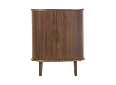 Bufé vintage alto con puertas correderas de madera oscura nogal L70 cm EPIC