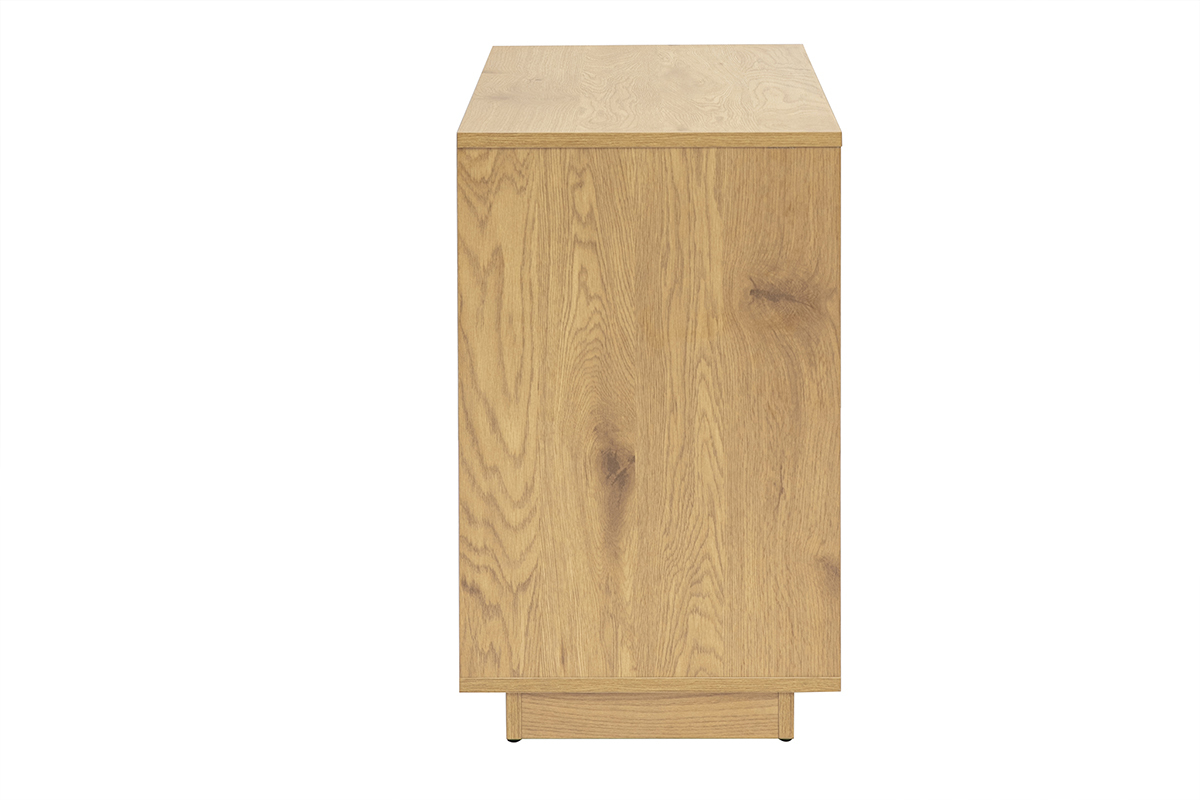 Buffet SEVILLA de madera clara visto desde el lado, acabado de roble.