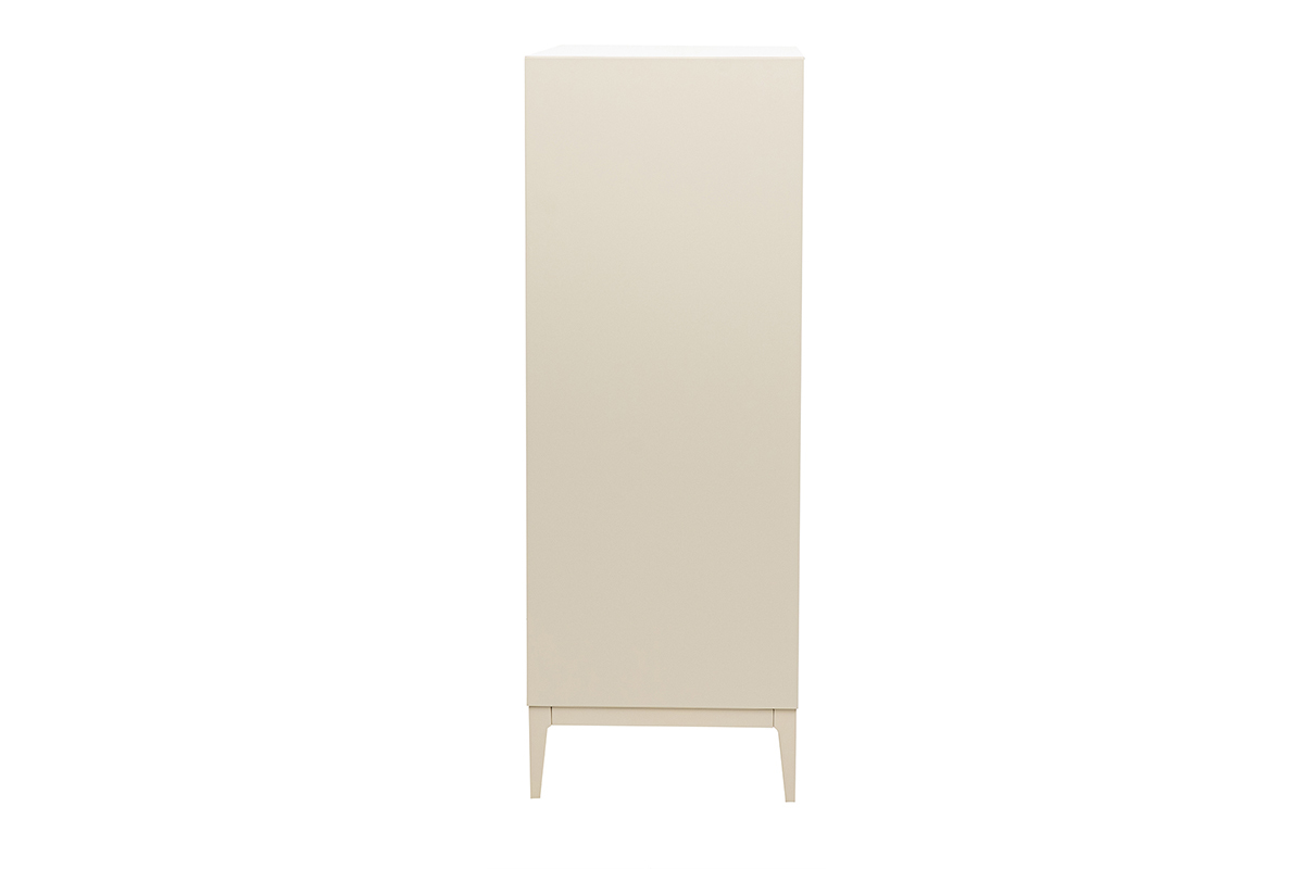 Buffet alto beige 2 puertas 1 caj�n, vista lateral, patas finas.