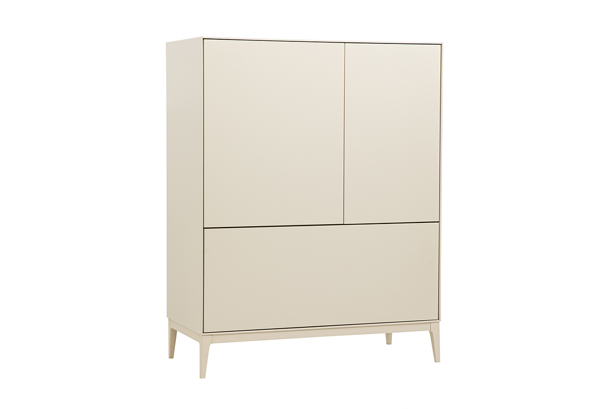 Buffet alto beige 2 puertas y 1 caj�n, vista de 3/4.