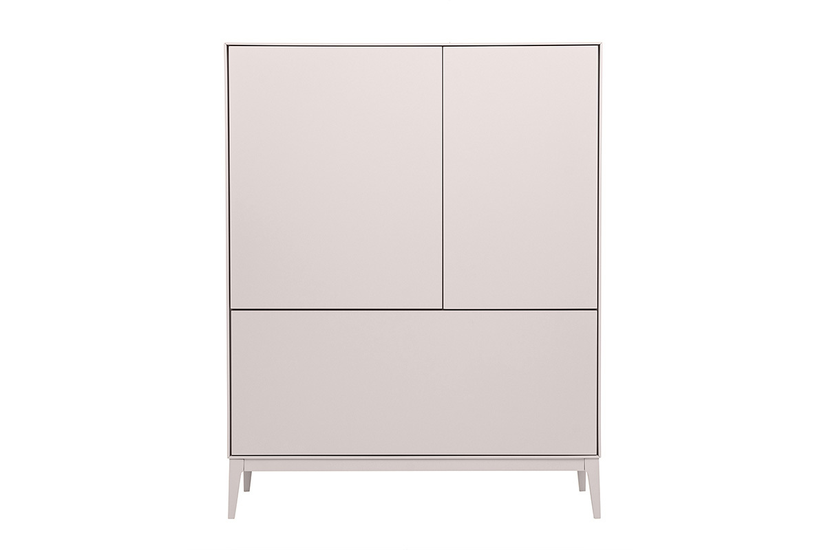 Aparador alto beige lacado mate de dos puertas y un caj�n, vista frontal, L90 cm