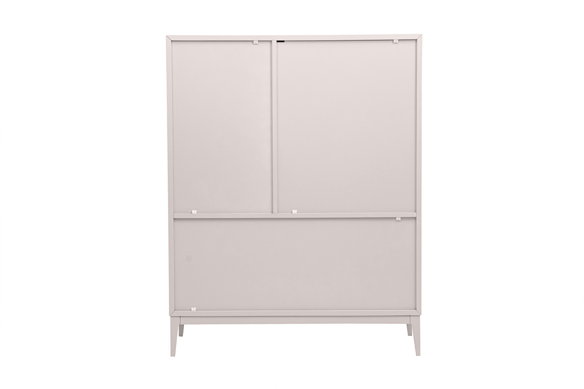 Aparador alto beige lacado mate de 2 puertas y 1 caj�n, vista trasera, dimensiones L90 cm