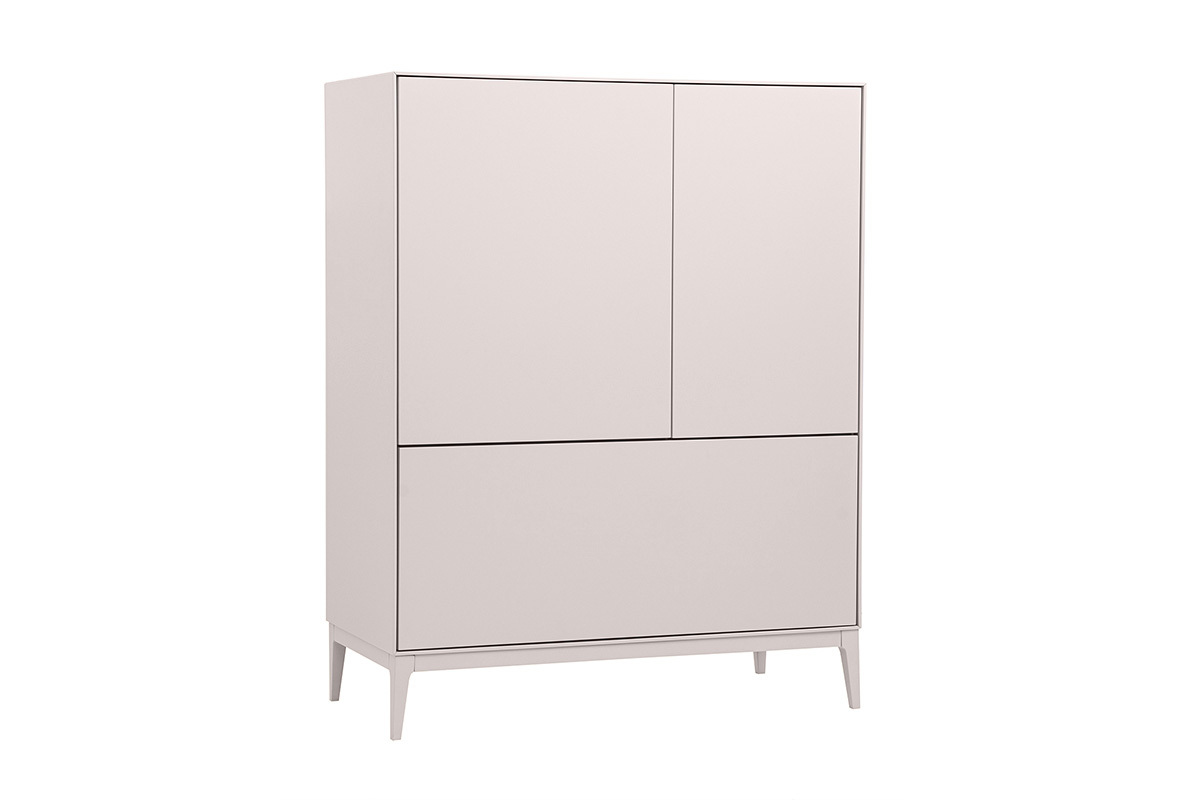Aparador alto beige lacado mate de 2 puertas y 1 caj�n, vista en 3/4