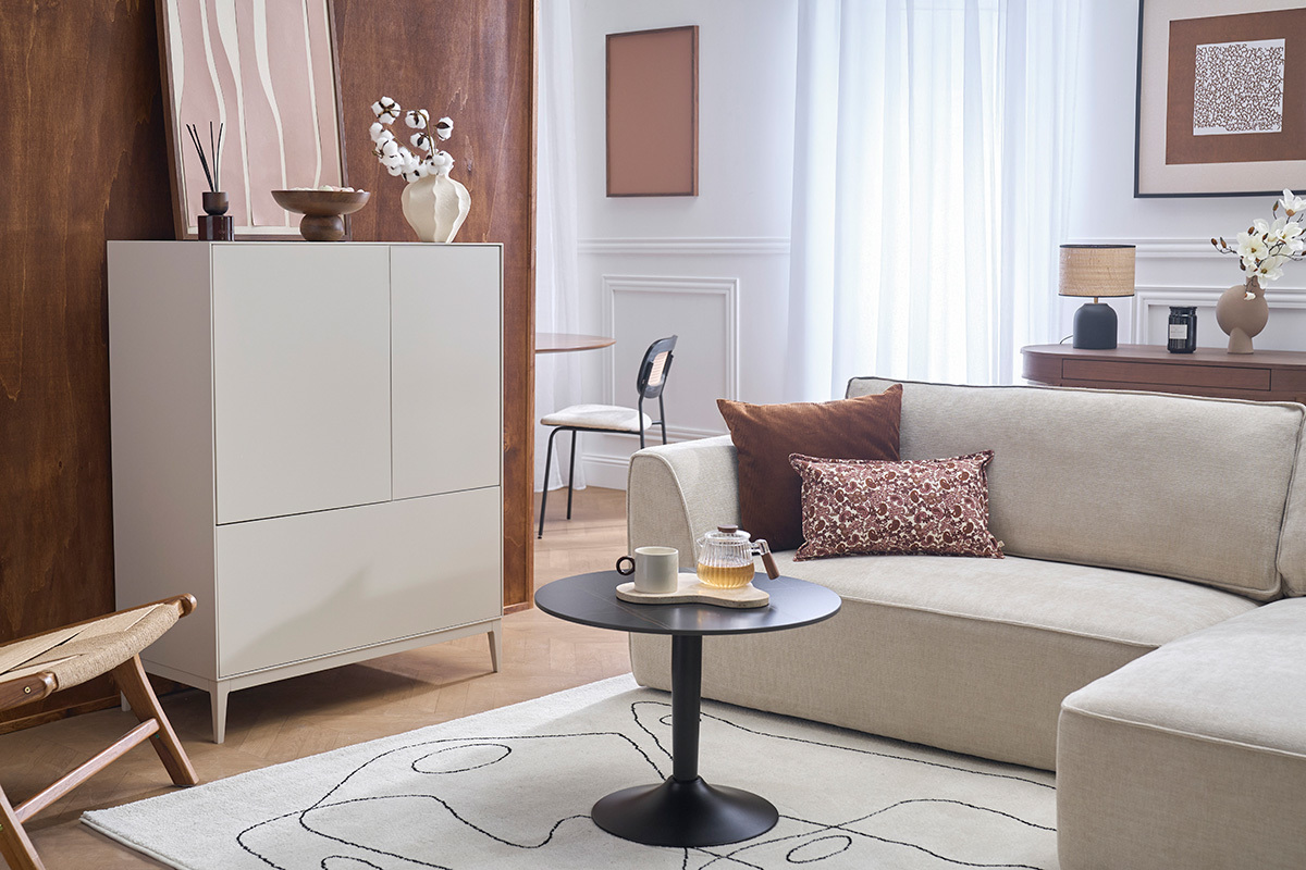 Buffet alto beige 2 puertas 1 caj�n L90 cm GRAY