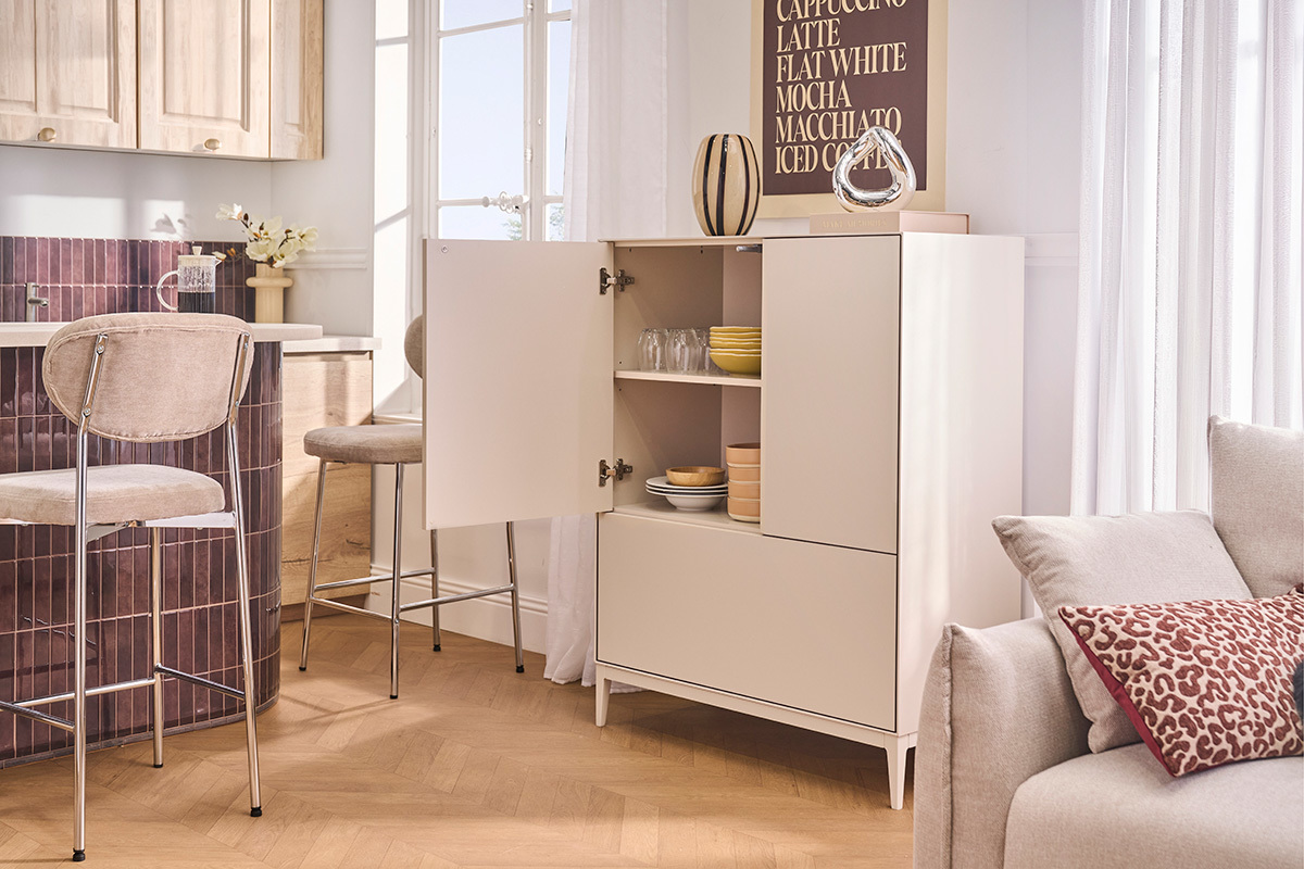 Buffet alto beige 2 puertas 1 caj�n L90 cm GRAY