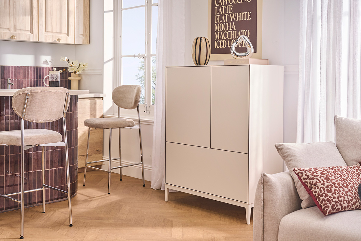 Buffet alto beige 2 puertas 1 caj�n L90 cm GRAY