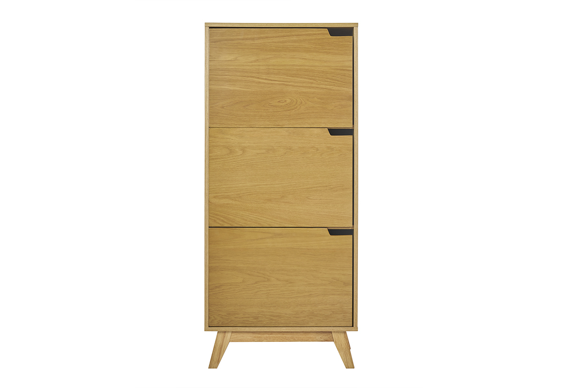 Buffet alto escandinavo de madera clara hevea L60 cm LEENA