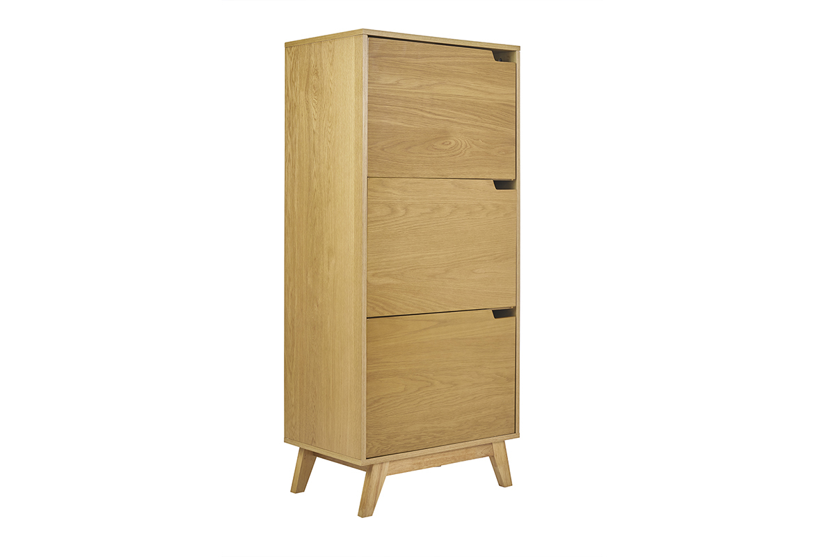Buffet alto escandinavo de madera clara hevea L60 cm LEENA