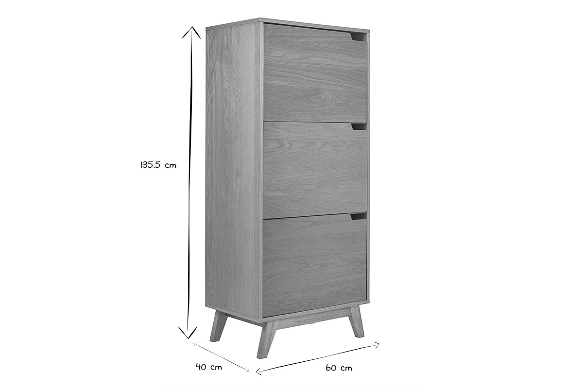 Buffet alto escandinavo de madera clara hevea L60 cm LEENA