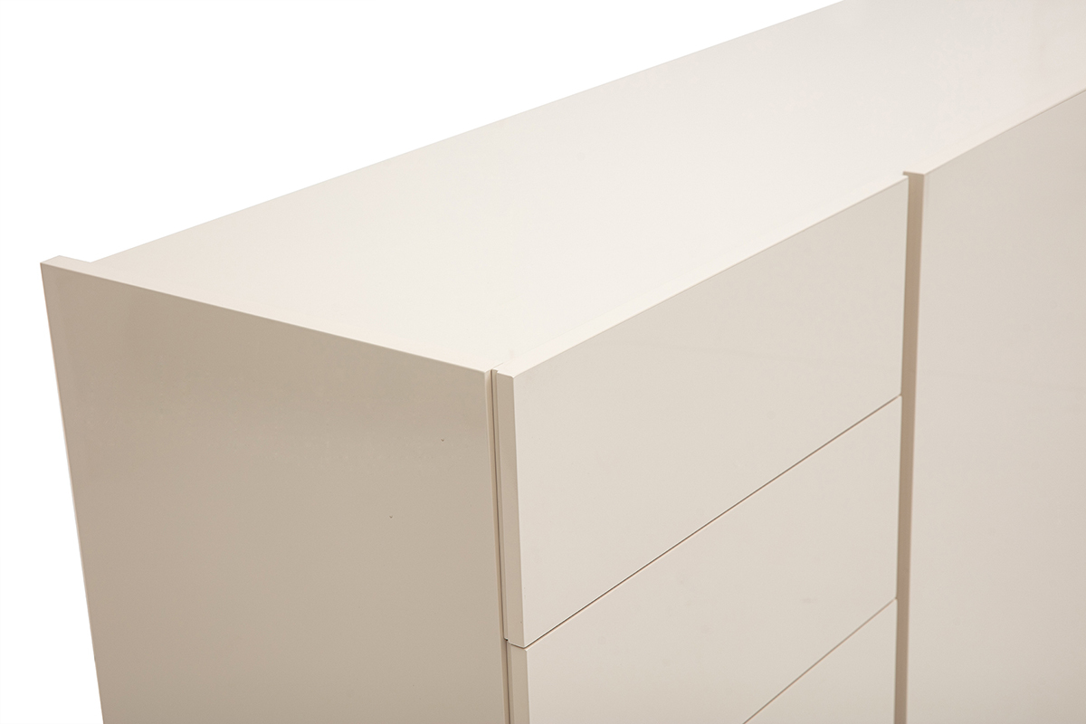 Buffet beige brillante con cajones, vista ampliada.