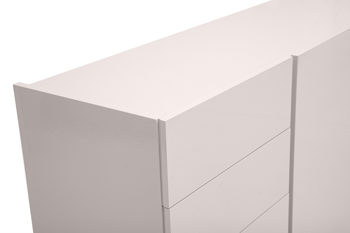 Buffet beige brillante 3 puertas 4 cajones L200 cm ISAURE