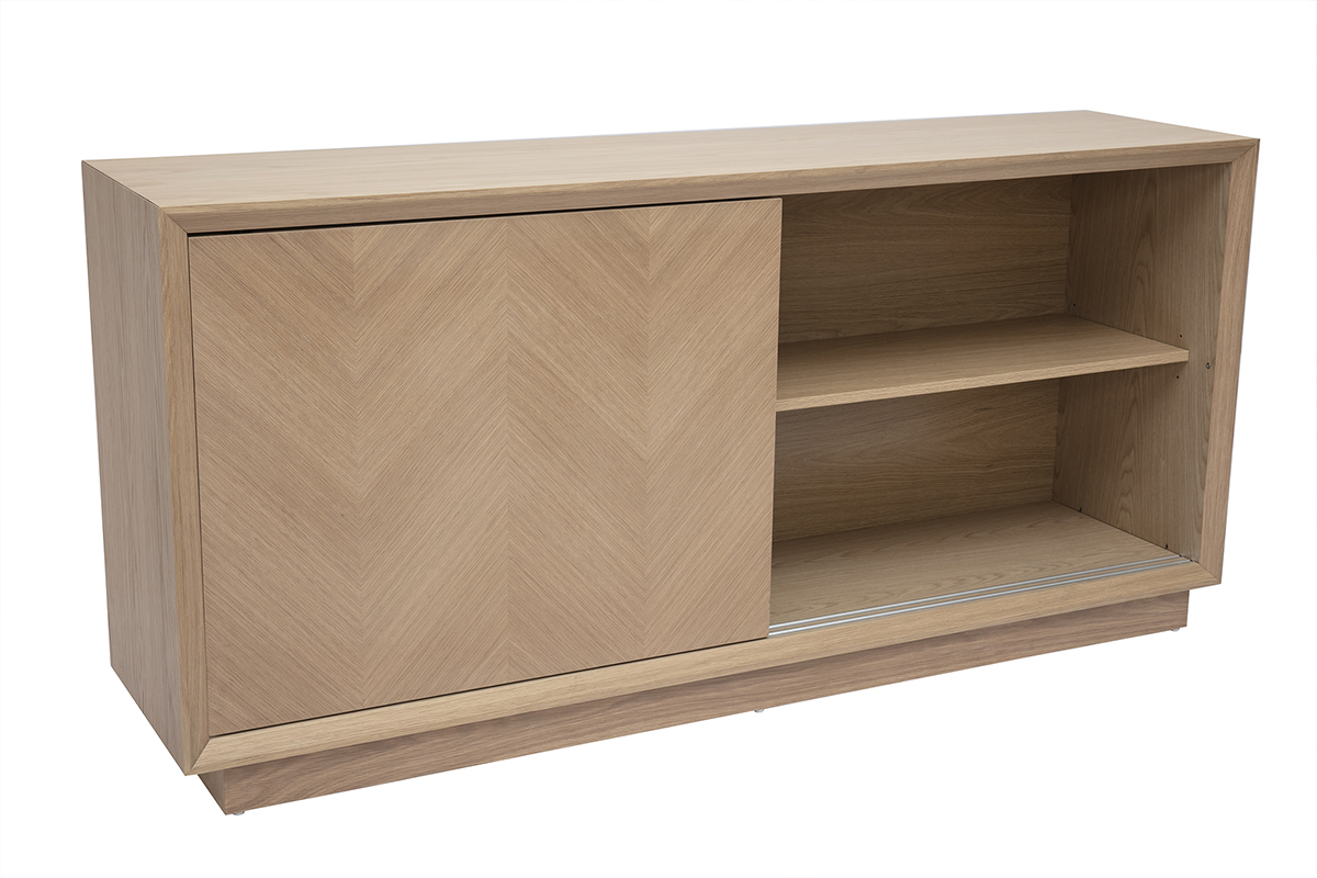Buffet con motivos de espiga en madera clara de roble L160 cm ARROW