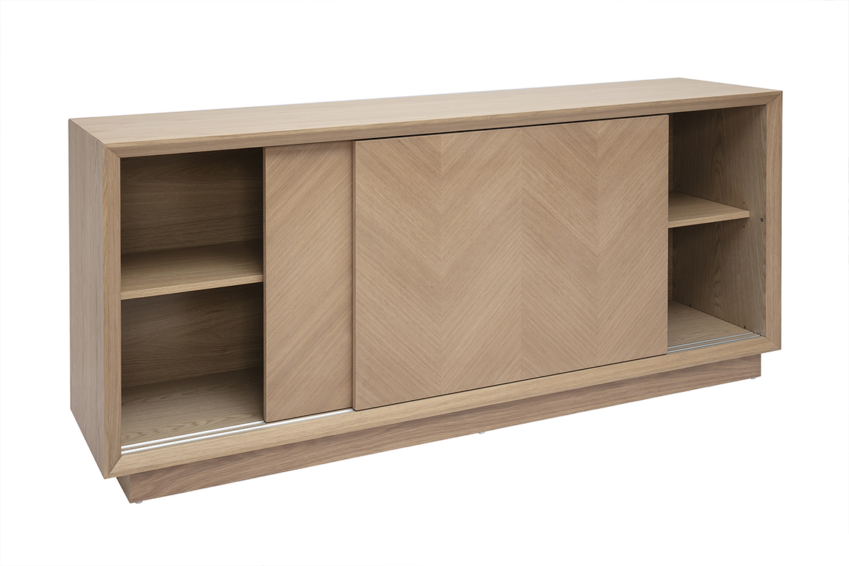 Buffet con motivos de espiga en madera clara de roble L160 cm ARROW