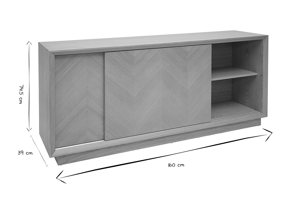 Buffet con motivos de espiga en madera clara de roble L160 cm ARROW