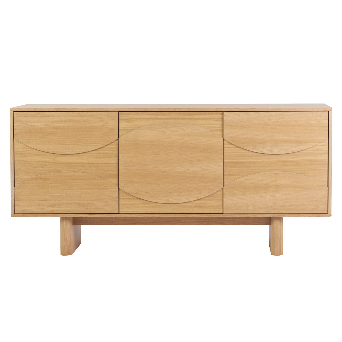 Buffet de madera clara de roble grabado L160 cm SEIGO
