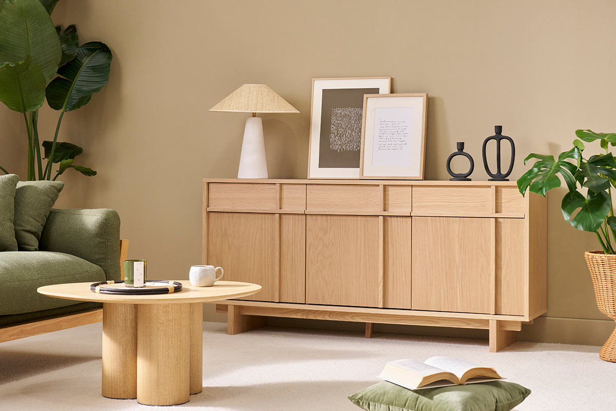 Buffet de madera clara de roble L160 cm ZAO
