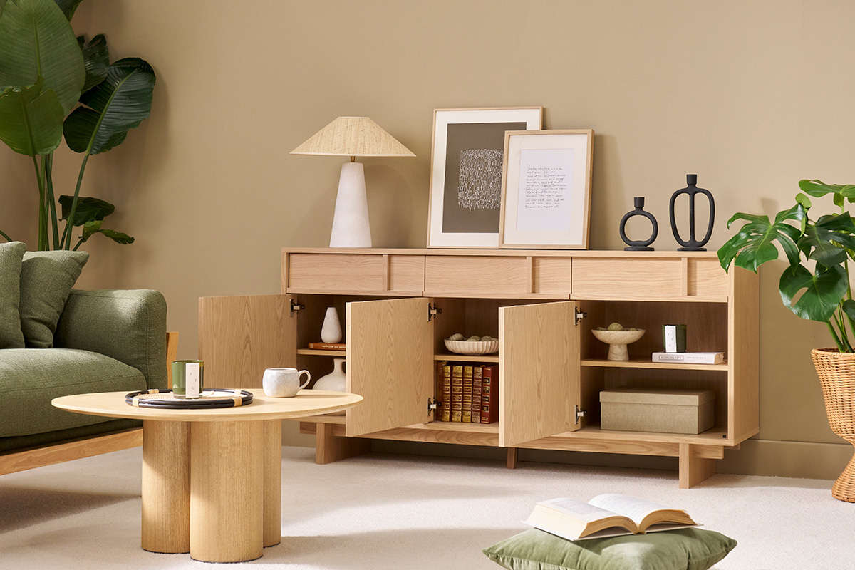 Buffet de madera clara de roble L160 cm ZAO