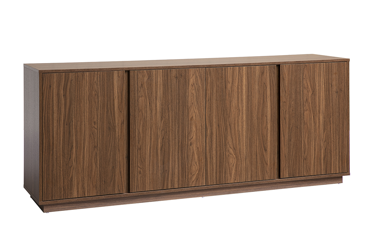 Buffet vintage 3 puertas de madera de nogal, vista de 3/4.