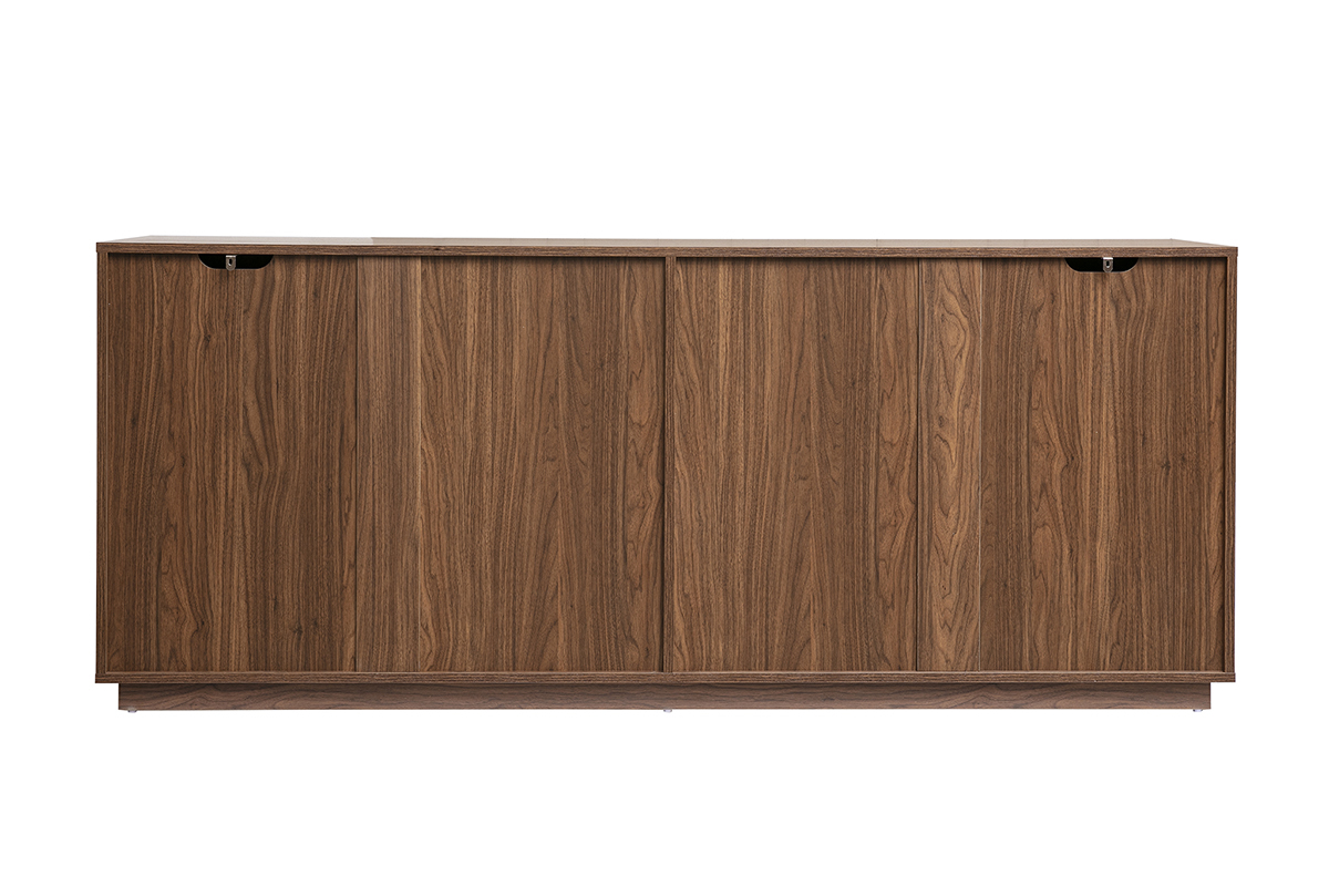 Buffet vintage de madera de nogal, tres puertas, vista trasera