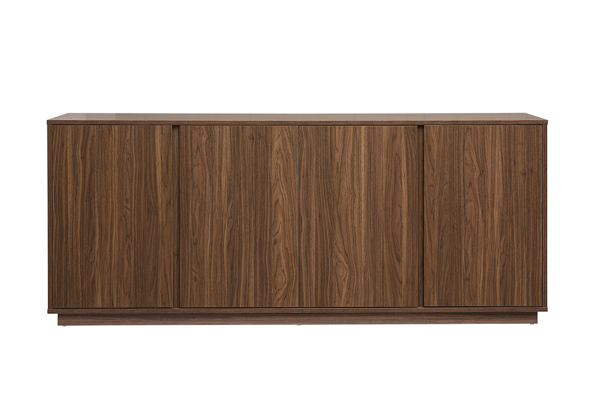 Buffet vintage de madera de nogal con 3 puertas, vista frontal.