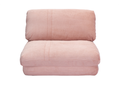 Butaca 1 plaza convertible en tejido de terciopelo acanalado rosa SPENCER