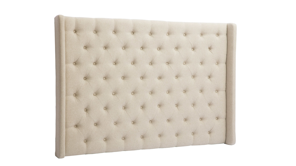 Cabecero capiton en tejido beige natural 160 cm LIZZIE