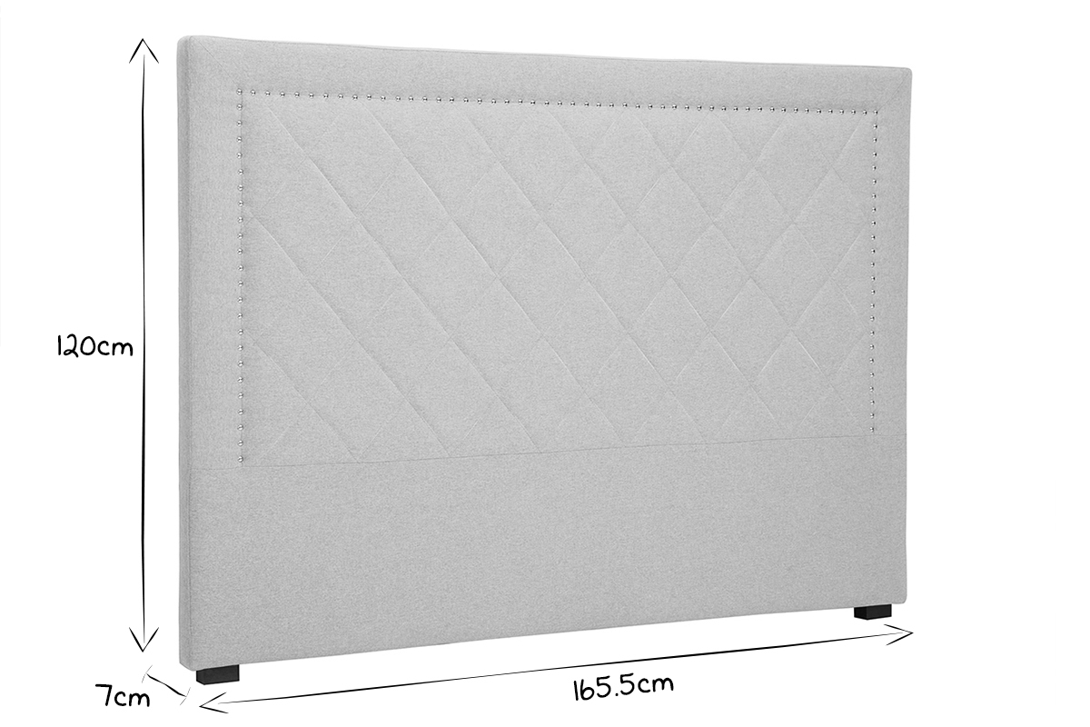 Cabecero de cama acolchado y con tachuelas tejido beige 160cm ESMEE