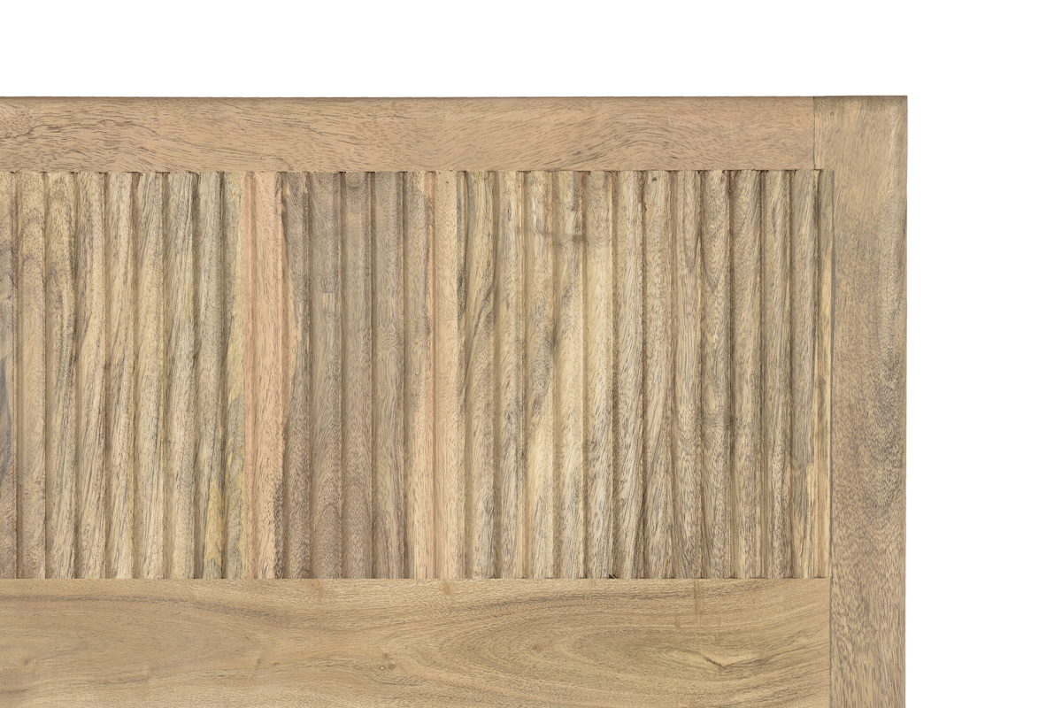 Cabecero de cama colgante de madera maciza de mango con grabados y metal negro 160 cm MORISSON