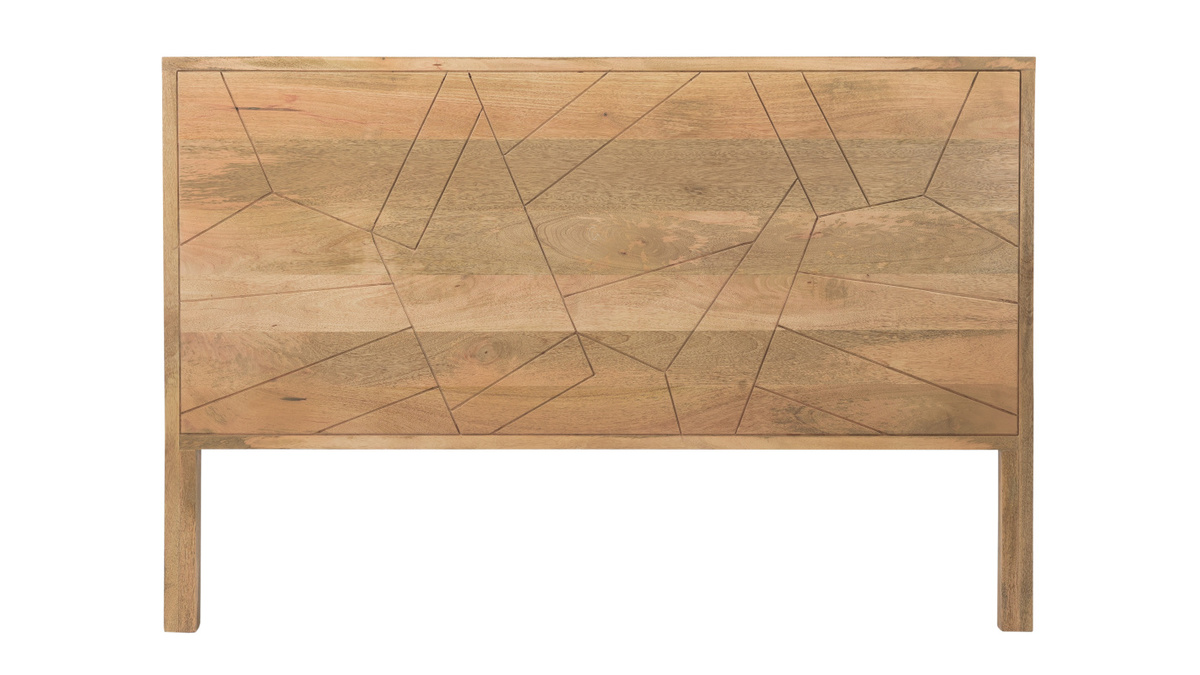 Cabecero de cama de madera de mango maciza con grabados 165cm LINIUM