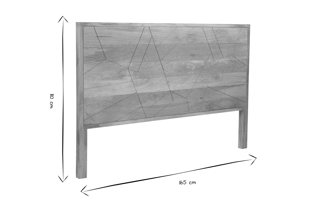 Cabecero de cama de madera de mango maciza con grabados 165cm LINIUM