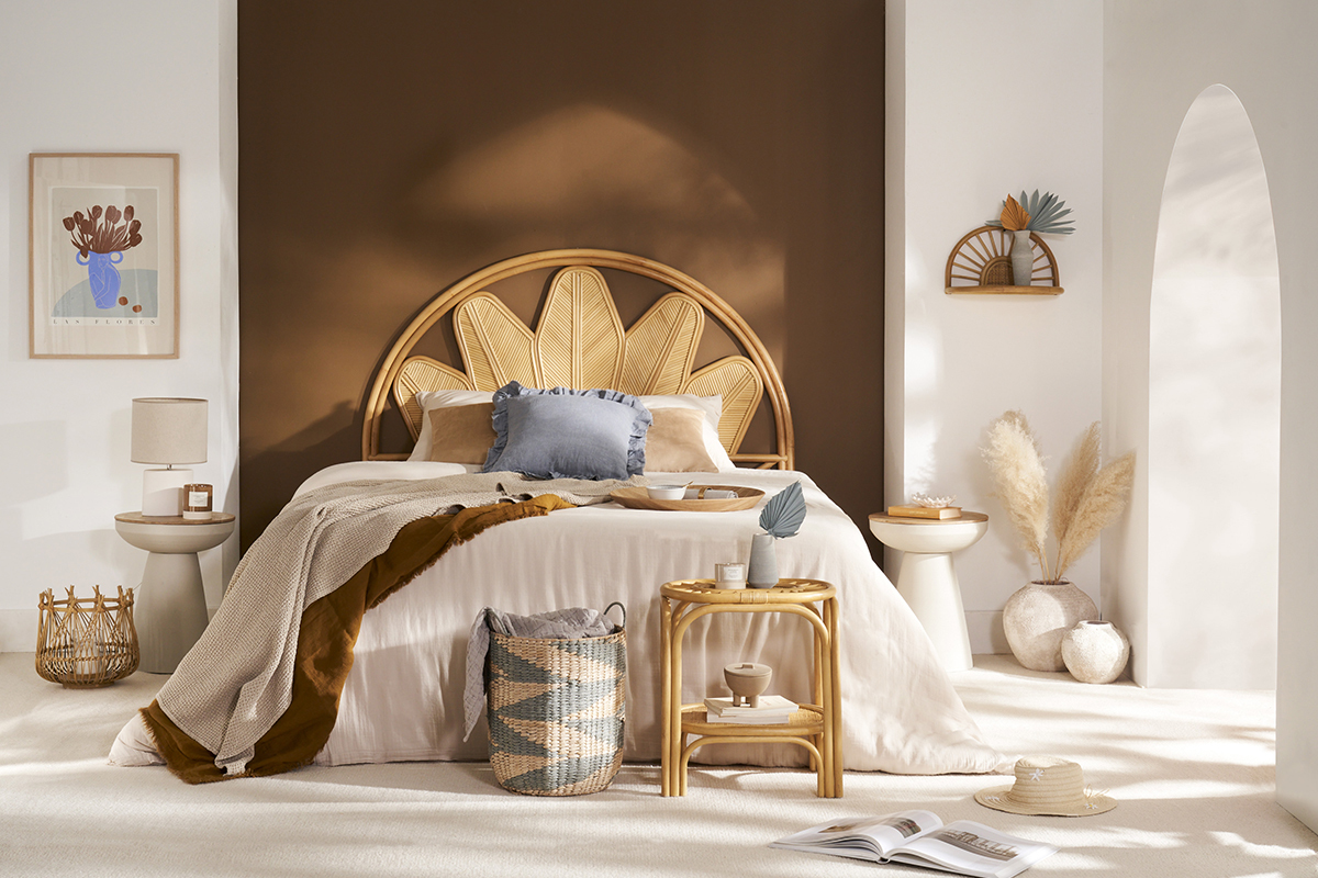 Cabecero de cama de ratán natural 160 cm NALAH