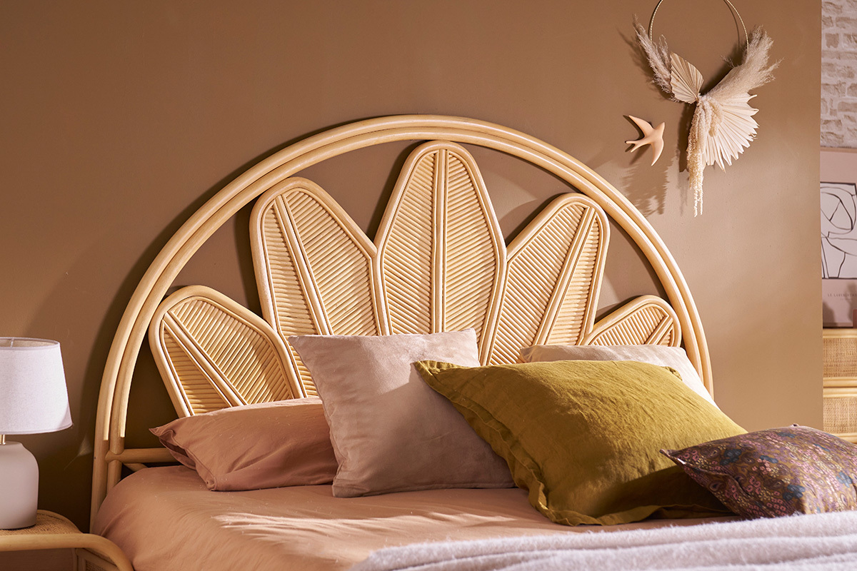 Cabecero de cama de ratán natural 160 cm NALAH