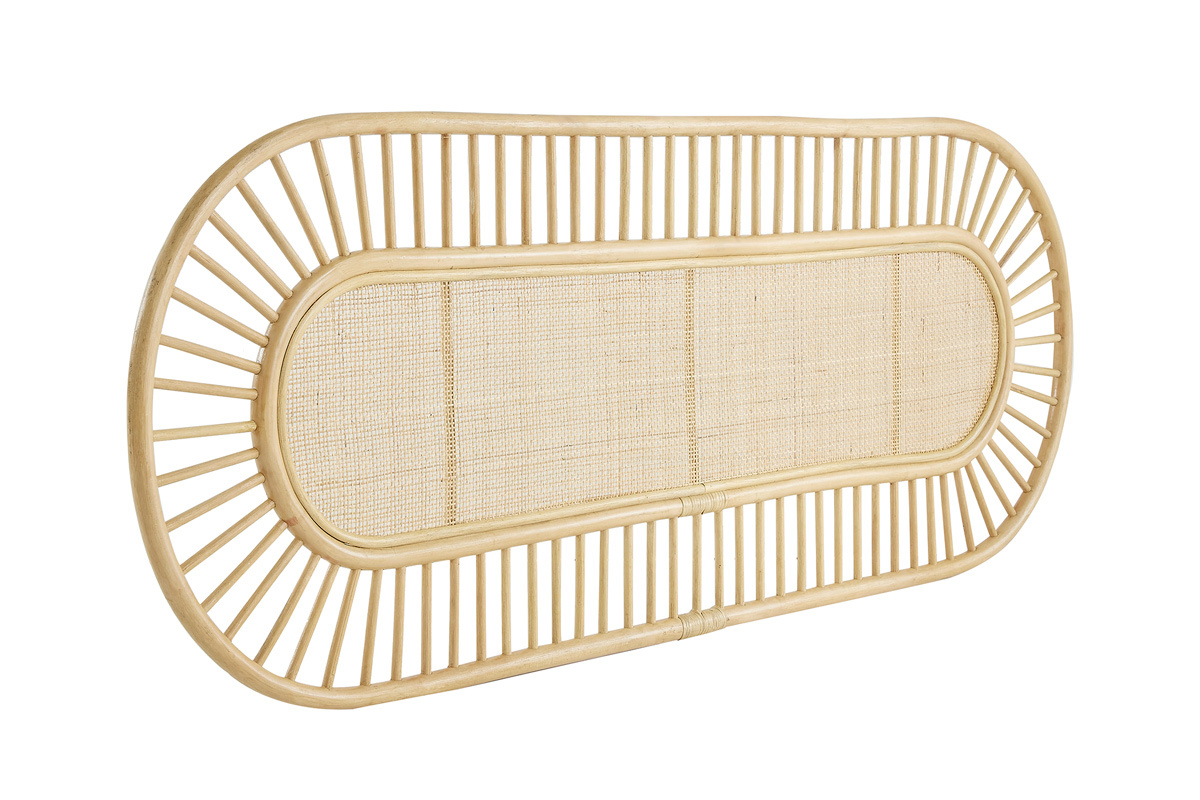 Cabecero de cama de ratán natural y mimbre 165 cm BOW