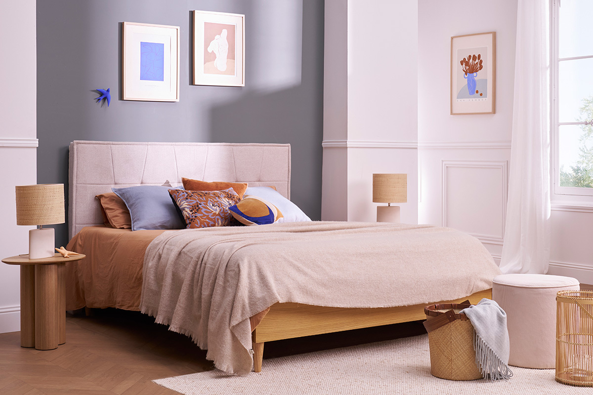 Cabecero de cama de tela gris 170 cm SUKA