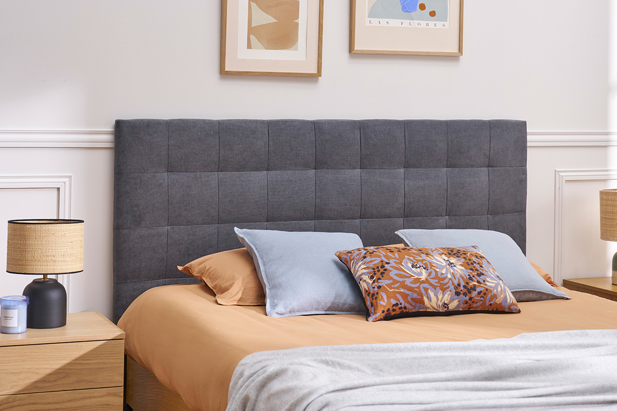 Cabecero de cama en tela acolchada gris antracita 180 cm HALCIONA