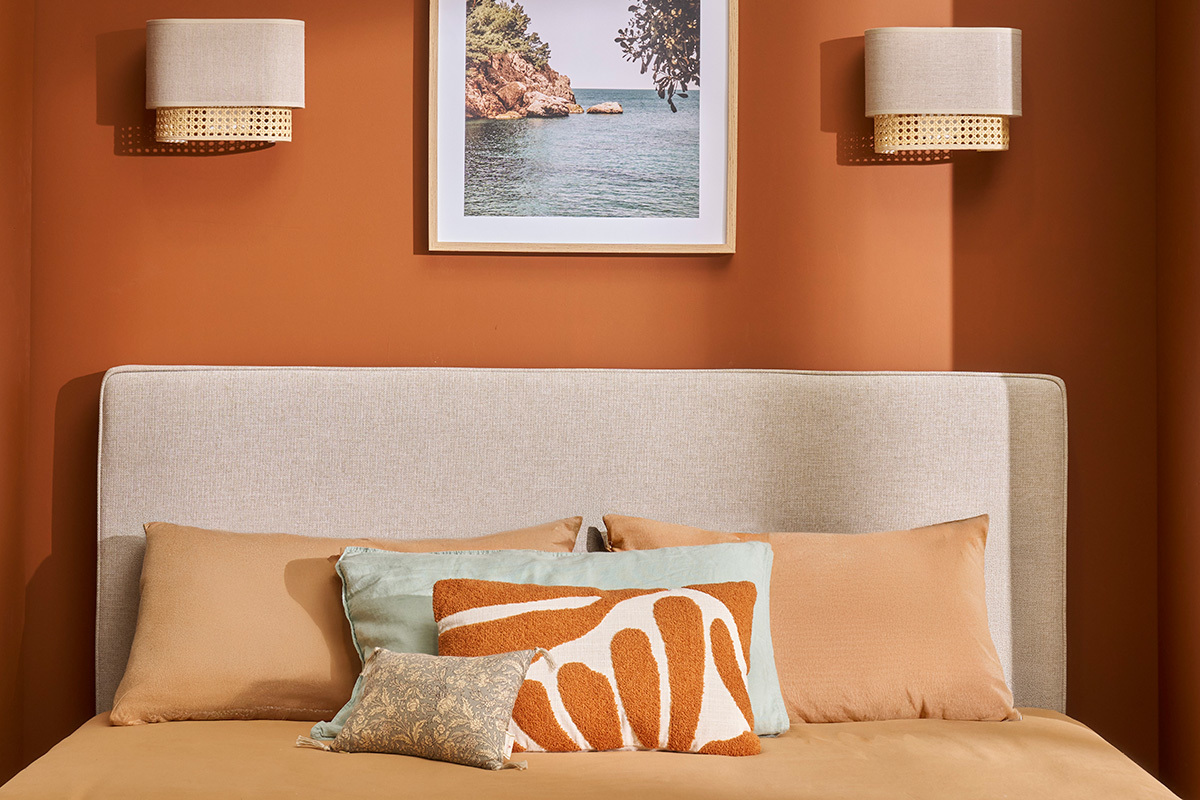 Cabecero de cama para colgar de tela beige 160 cm LILY