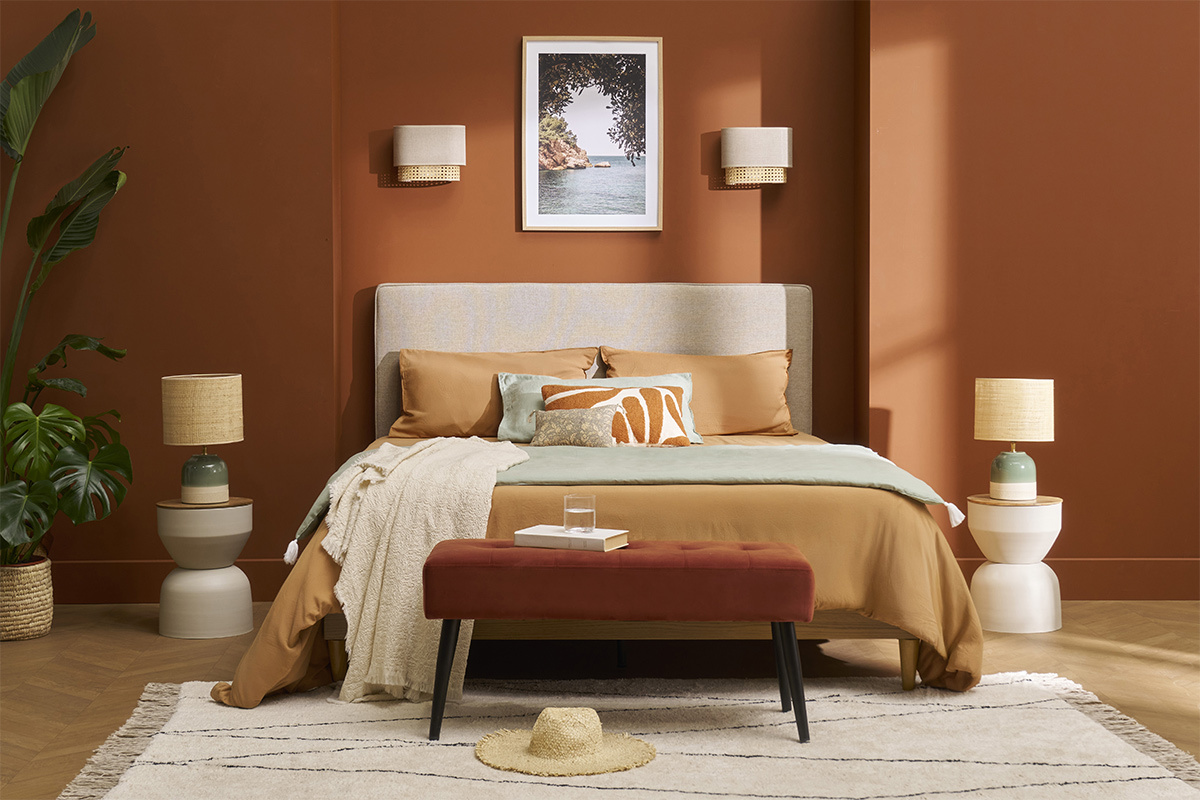 Cabecero de cama para colgar de tela beige 160 cm LILY