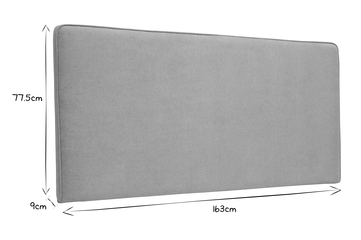 Cabecero de cama para colgar de tela efecto aterciopelado gris 160 cm LILY