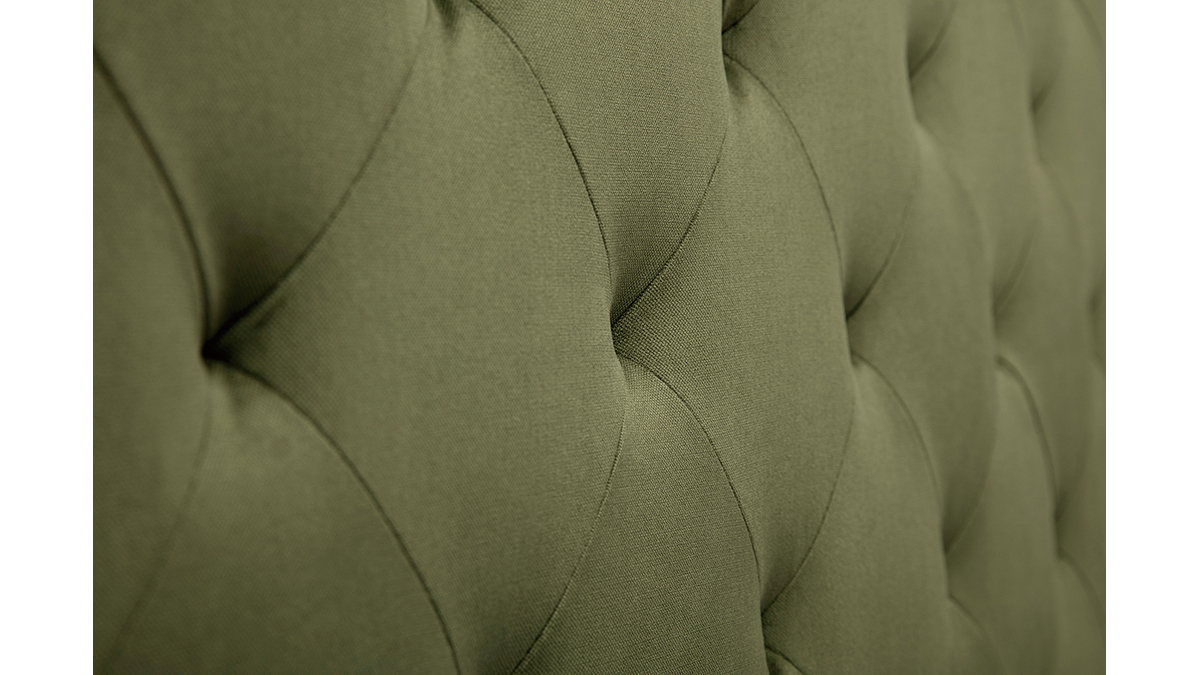 Cabecero de cama tapizado con tejido efecto aterciopelado verde caqui 160cm ENGUERRAND