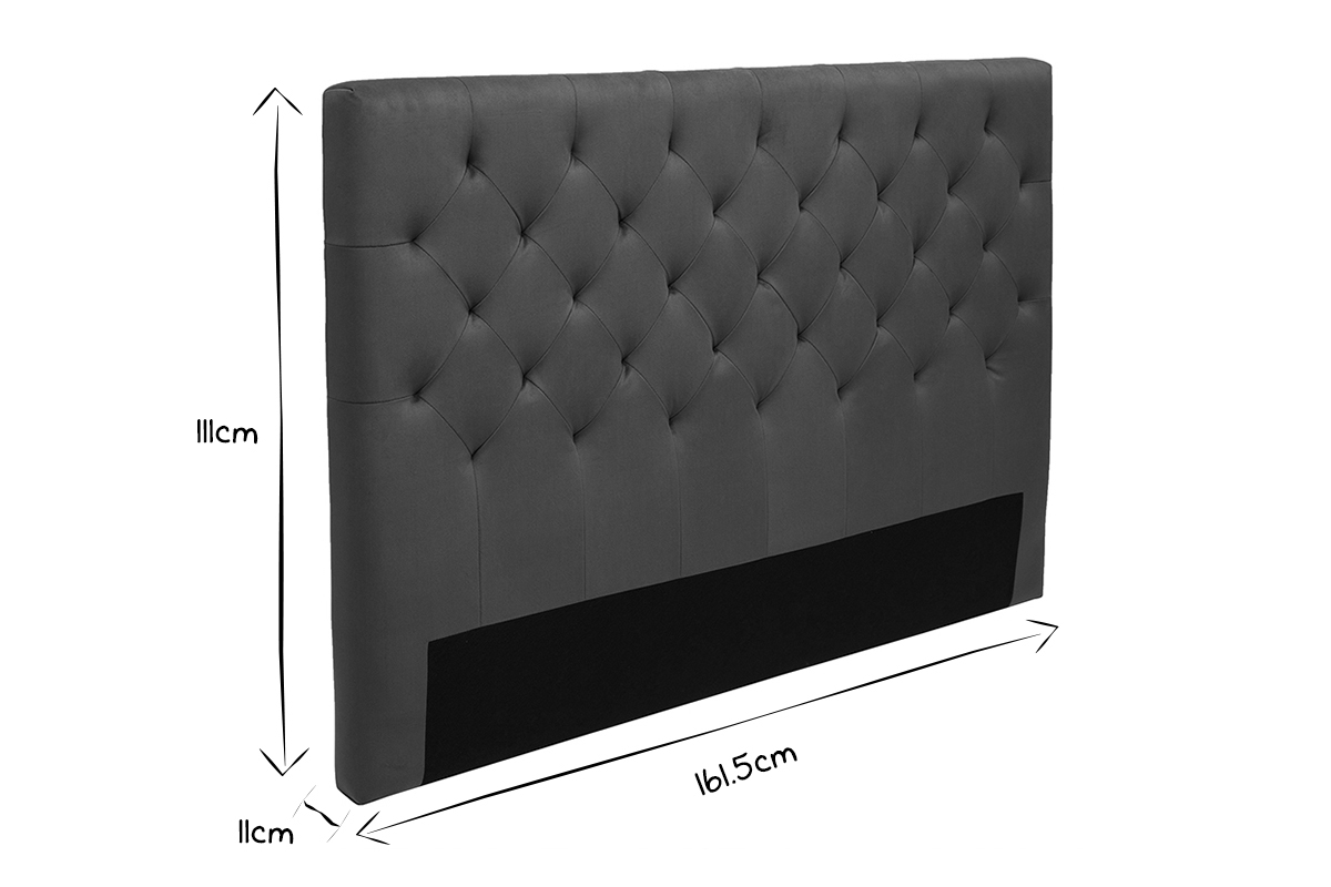 Cabecero de cama tapizado con tejido efecto aterciopelado verde caqui 160cm ENGUERRAND